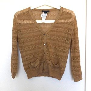 Golden sparkle crop sweater cardigan